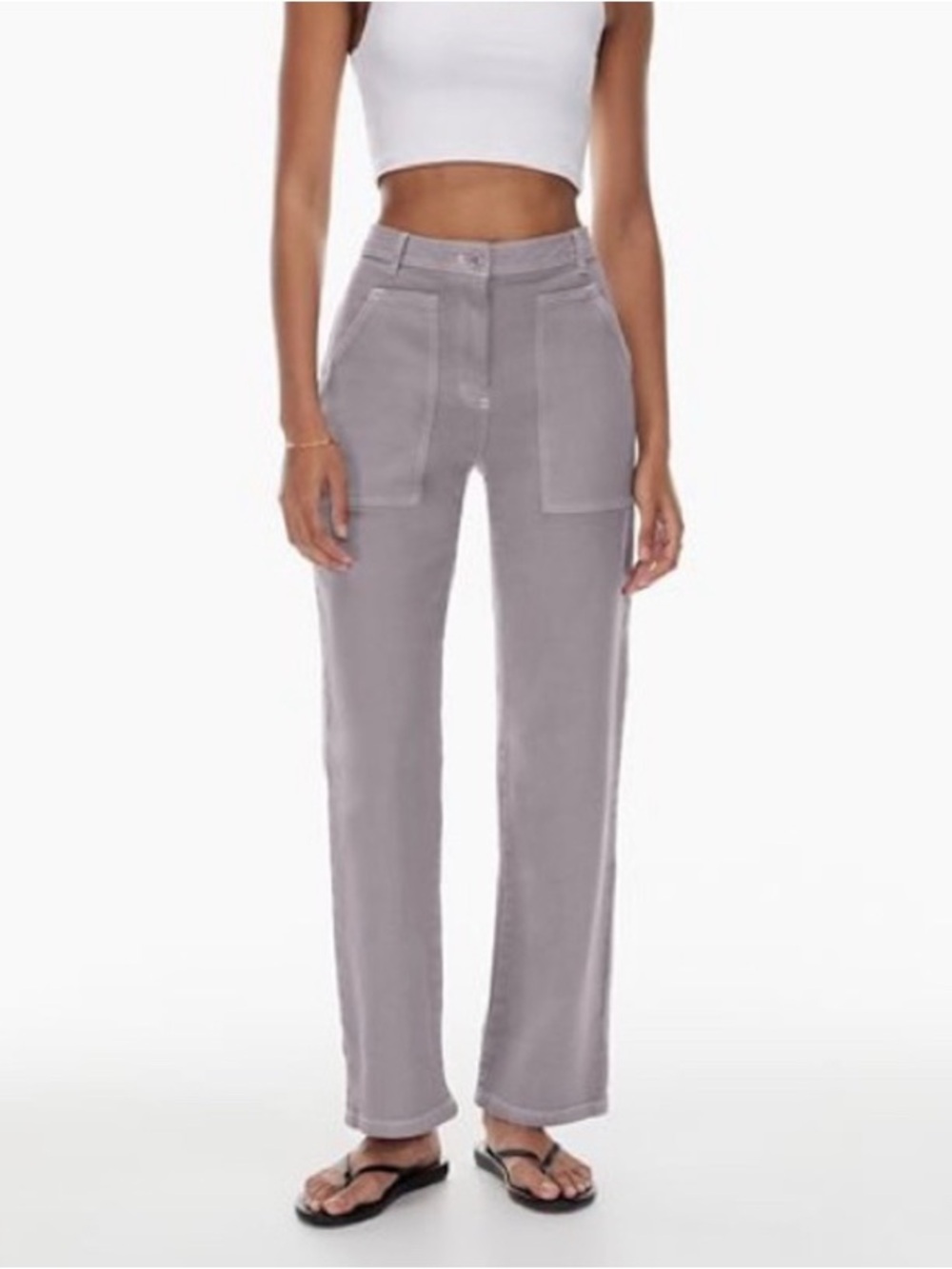 Wilfred Free Aritzia Slate Purple Denim Utility Pants High Rise Straight Leg 10